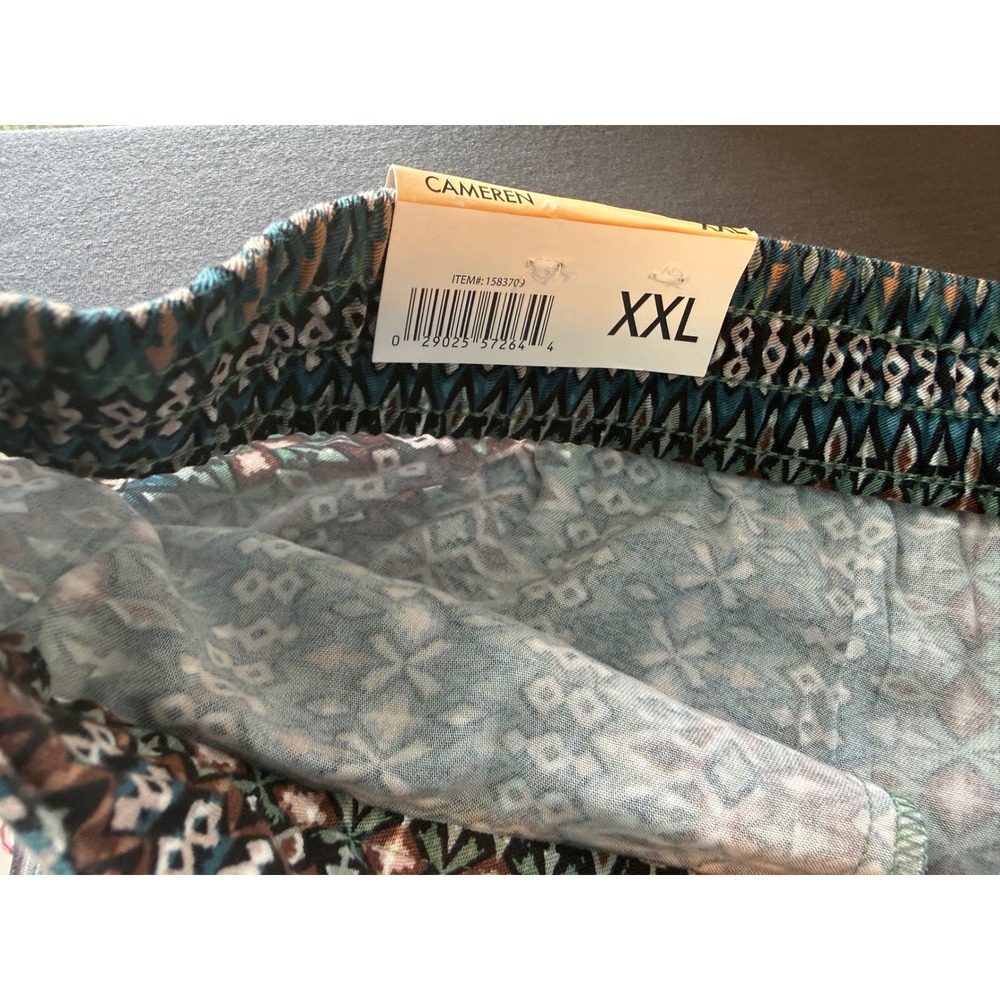Jessica Simpson Cameren Pajama Pants XXL Geometric Diamond Print Teal Brown NWT - Picture 4 of 6